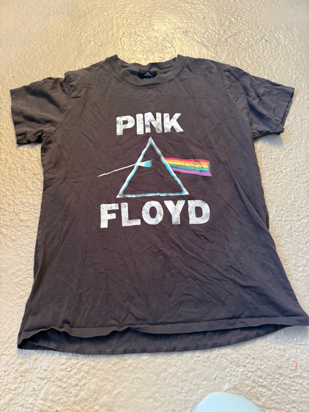 Cotton On Black Pink Floyd Graphic Tee with Rainbow Prism Large